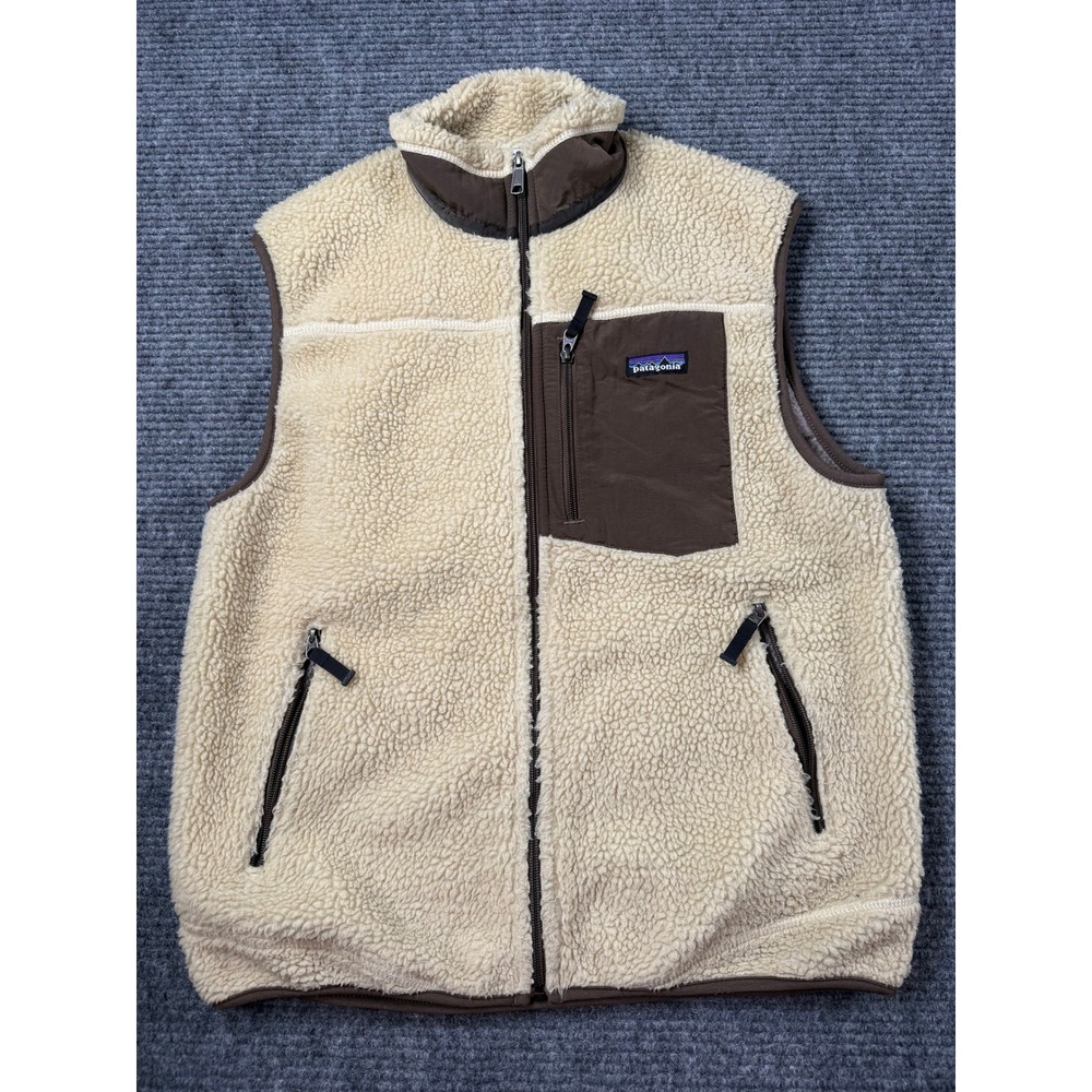 Patagonia Classic Retro-X Vest Mens M Cream Excellent Fleece Outdoor Sherpa